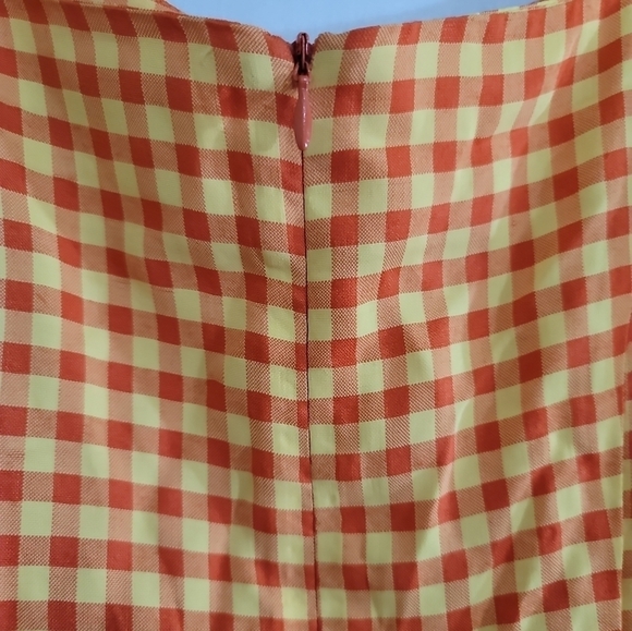 Sue Wong 90s Y2K Clueless Mini Dress Cropped Jacket Set Orange Yellow Gingham - Picture 8 of 10